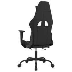 Gamingstol med fotstøtte svart og hvit stoff