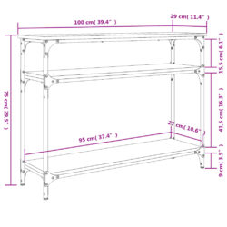 Konsollbord grå sonoma 100x29x75 cm konstruert tre