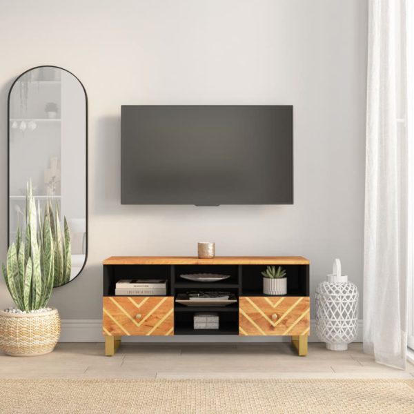 TV-benk brun og svart 100×33,5×46 cm heltre mango