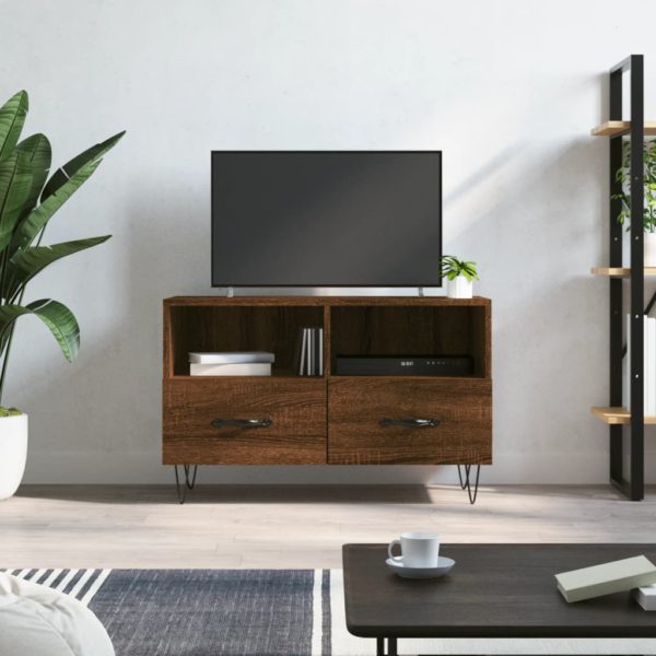 vidaXL TV-benk brun eik 80x36x50 cm konstruert tre