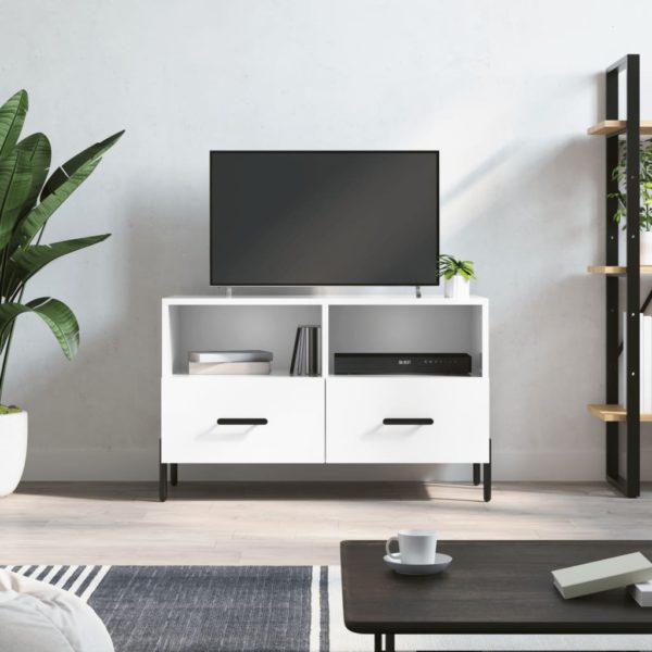 vidaXL TV-benk høyglans hvit 80x36x50 cm konstruert tre