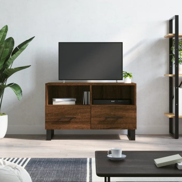 vidaXL TV-benk brun eik 80x36x50 cm konstruert tre
