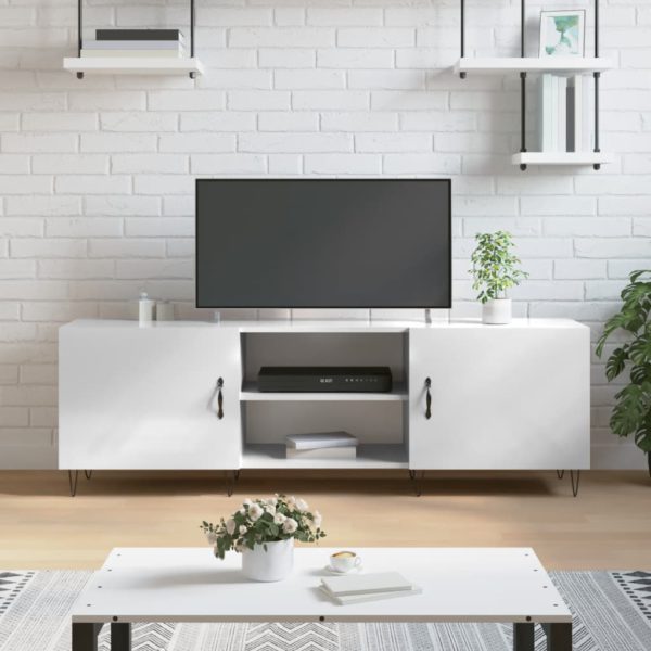 vidaXL TV-benk høyglans hvit 150x30x50 cm konstruert tre