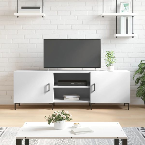 vidaXL TV-benk hvit 150x30x50 cm konstruert tre