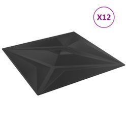 vidaXL Veggpaneler 12 stk svart 50×50 cm EPS 3 m² stjerne