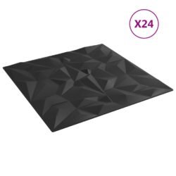 vidaXL Veggpaneler 24 stk svart 50×50 cm EPS 6 m² ametyst