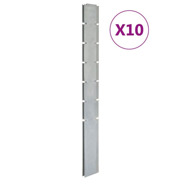 vidaXL Hagegjerdestolper 10 stk sølv 180 cm galvanisert stål