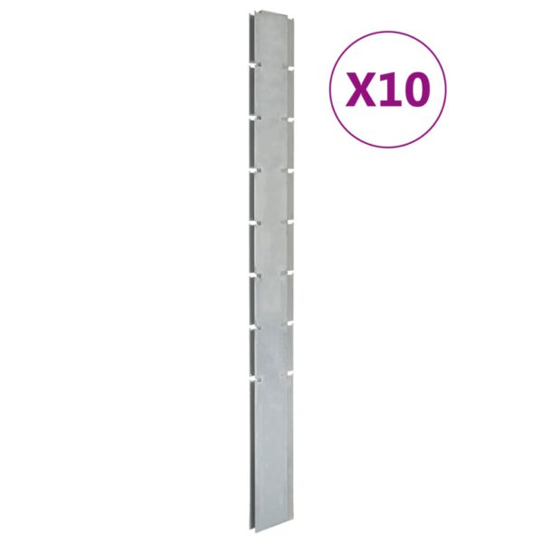 vidaXL Hagegjerdestolper 10 stk sølv 200 cm galvanisert stål