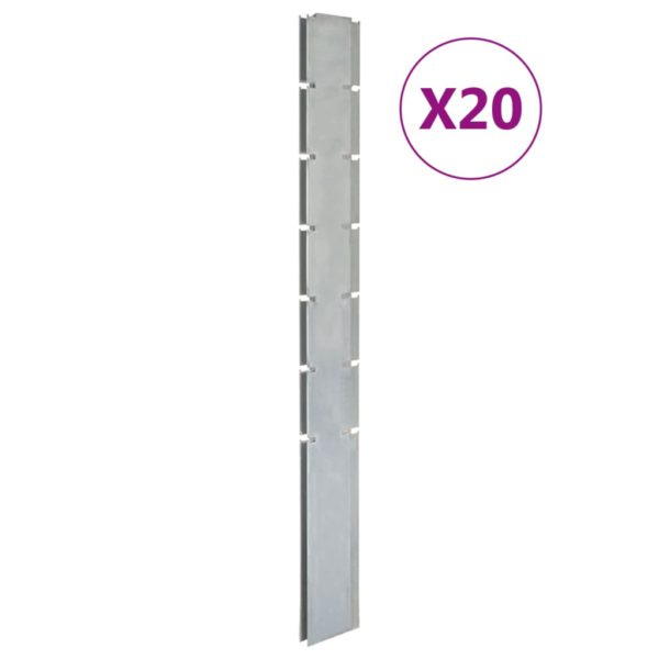 vidaXL Hagegjerdestolper 20 stk sølv 180 cm galvanisert stål