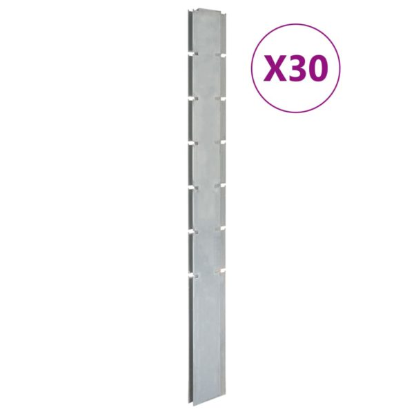 vidaXL Hagegjerdestolper 30 stk sølv 180 cm galvanisert stål