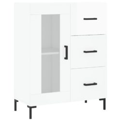 Highboard høyglans hvit 69,5x34x180 cm konstruert tre