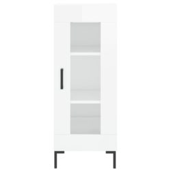 Highboard høyglans hvit 34,5x34x180 cm konstruert tre