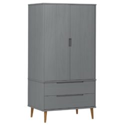 Garderobe MOLDE grå 90x55x175 cm heltre furu