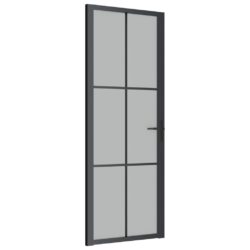 vidaXL Innerdør 76×201,5 cm svart matt glass og aluminium