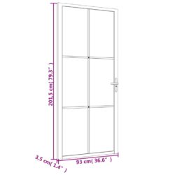 Innerdør 93×201,5 cm hvit ESG glass og aluminium