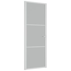 Innerdør 76×201,5 cm hvit matt glass og aluminium