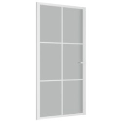Innerdør 102,5×201,5 cm hvit matt glass og aluminium