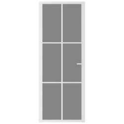 Innerdør 76×201,5 cm hvit ESG glass og aluminium