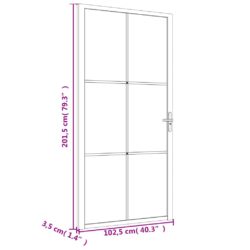 vidaXL Innerdør 102,5×201,5 cm hvit ESG glass og aluminium