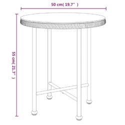 Spisebord svart Ø50 cm herdet glass og stål