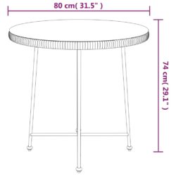 Spisebord Ø80 cm  herdet glass og stål
