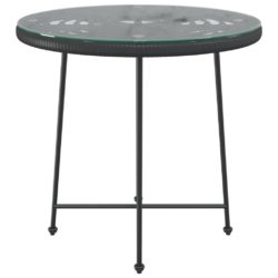Spisebord svart Ø80 cm herdet glass og stål