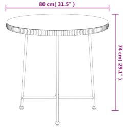 Spisebord svart Ø80 cm herdet glass og stål