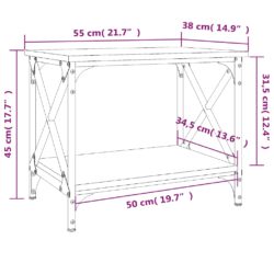 vidaXL Sidebord svart 55x38x45 cm konstruert tre