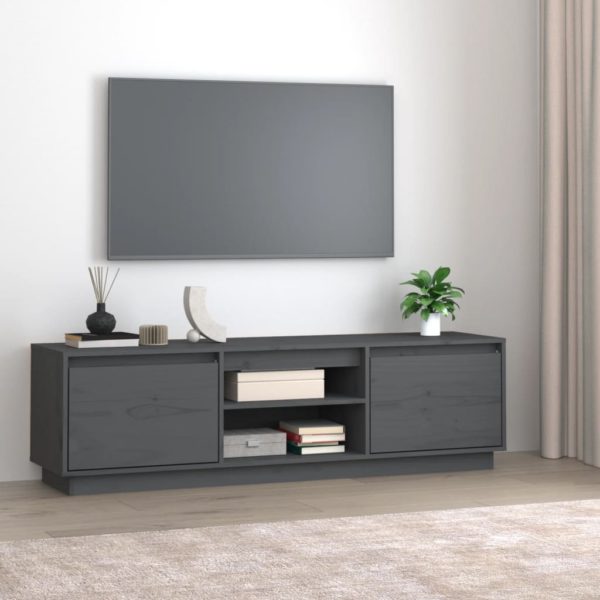 vidaXL TV-benk grå 140x35x40 cm heltre furu