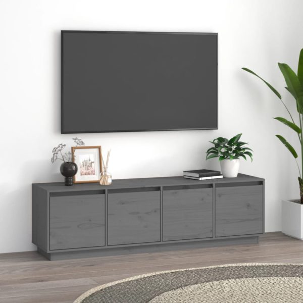 vidaXL TV-benk grå 156x37x45 cm heltre furu