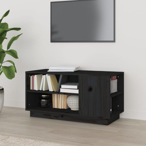 vidaXL TV-benk svart 80x35x40,5 cm heltre furu