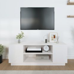 TV-benk hvit 110x35x40,5 cm heltre furu