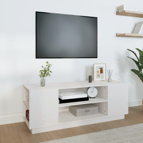 vidaXL TV-benk hvit 110x35x40,5 cm heltre furu