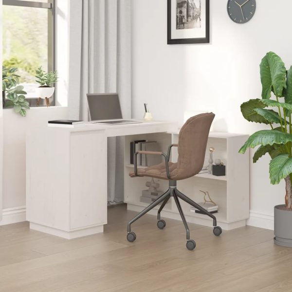 Skrivebord hvit 110x50x75 cm heltre furu