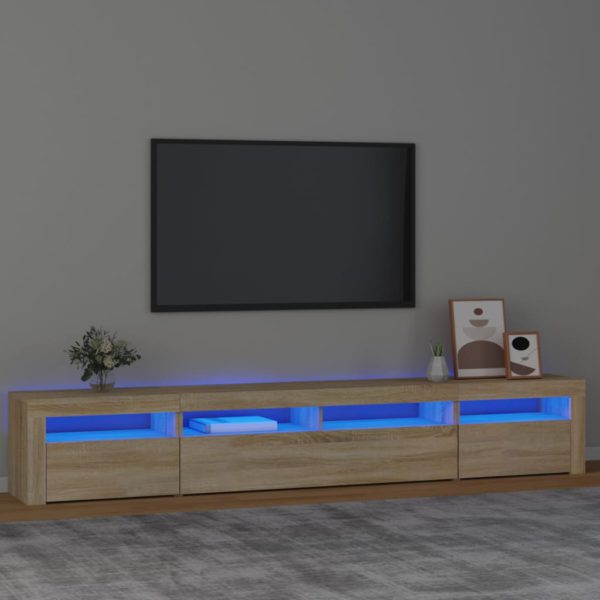 TV-benk med LED-lys sonoma eik 240x35x40 cm
