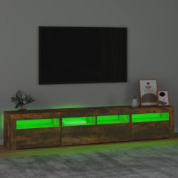 vidaXL TV-benk med LED-lys røkt eik 210x35x40 cm