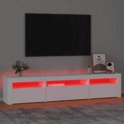 TV-benk med LED-lys hvit 195x35x40 cm