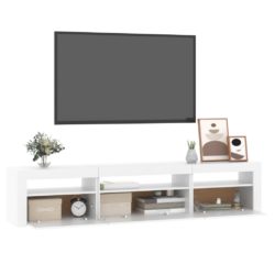 TV-benk med LED-lys hvit 195x35x40 cm