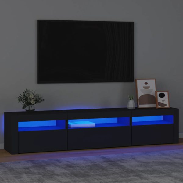 TV-benk med LED-lys svart 195x35x40 cm