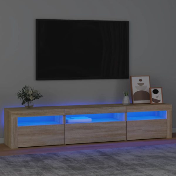 vidaXL TV-benk med LED-lys sonoma eik 195x35x40 cm