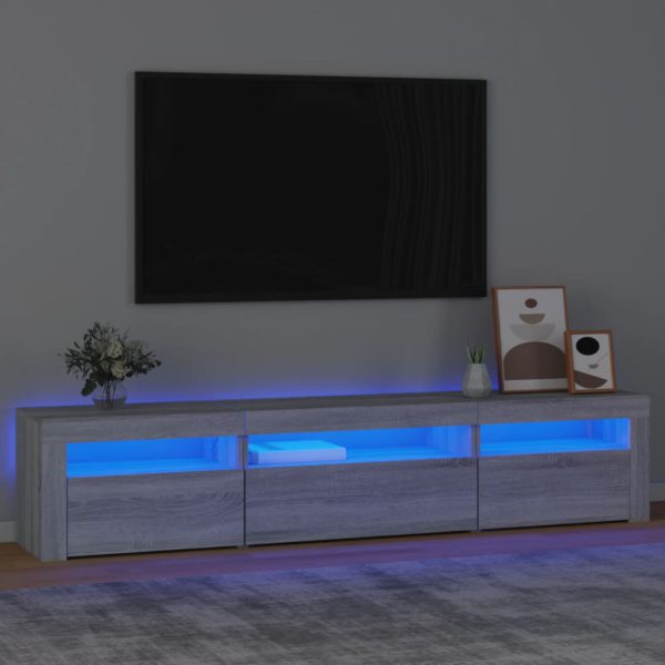 vidaXL TV-benk med LED-lys grå sonoma 195 x 35 x 40 cm