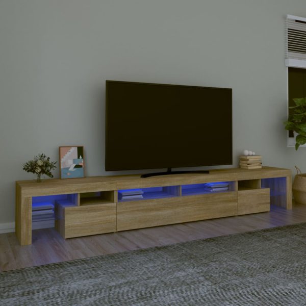 vidaXL TV-benk med LED-lys sonoma eik 260×36,5×40 cm