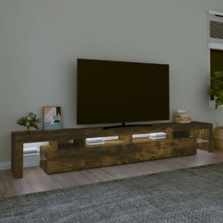 TV-benk med LED-lys røkt eik 260×36,5×40 cm