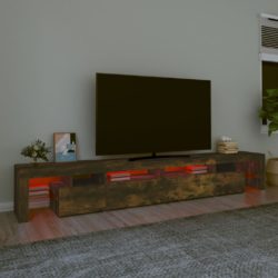 TV-benk med LED-lys røkt eik 260×36,5×40 cm