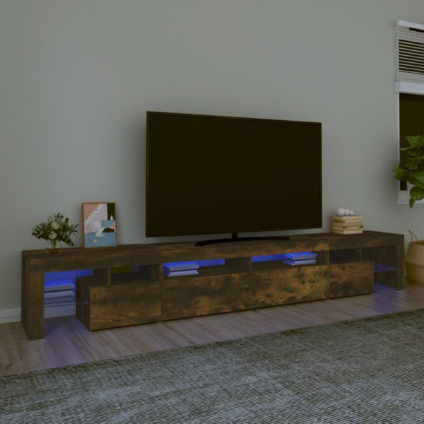 vidaXL TV-benk med LED-lys røkt eik 260×36,5×40 cm