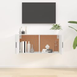 Vegghengt TV-benk høyglans hvit 100×34,5×40 cm