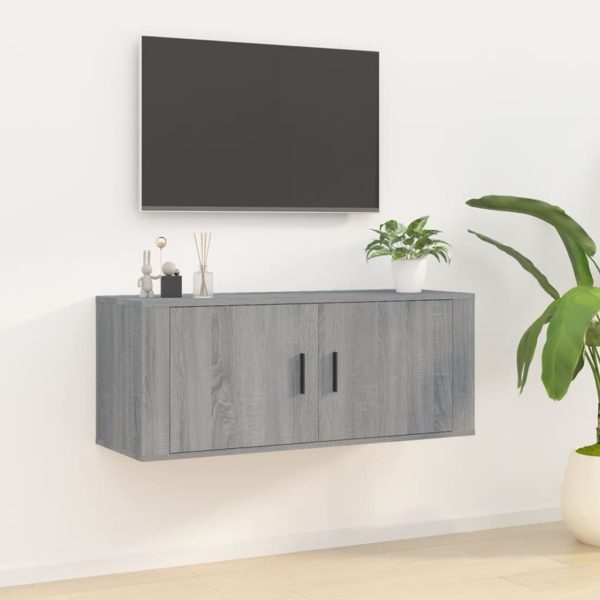 Vegghengt TV-benk grå sonoma 100×34,5×40 cm
