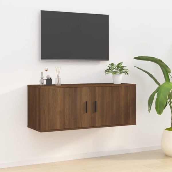 vidaXL Vegghengt TV-benk brun eik 100×34,5×40 cm