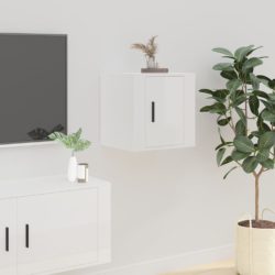 Vegghengte TV-benker 2 stk høyglans hvit 40×34,5×40 cm