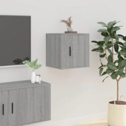 Vegghengte TV-benker 2 stk grå sonoma 40×34,5×40 cm